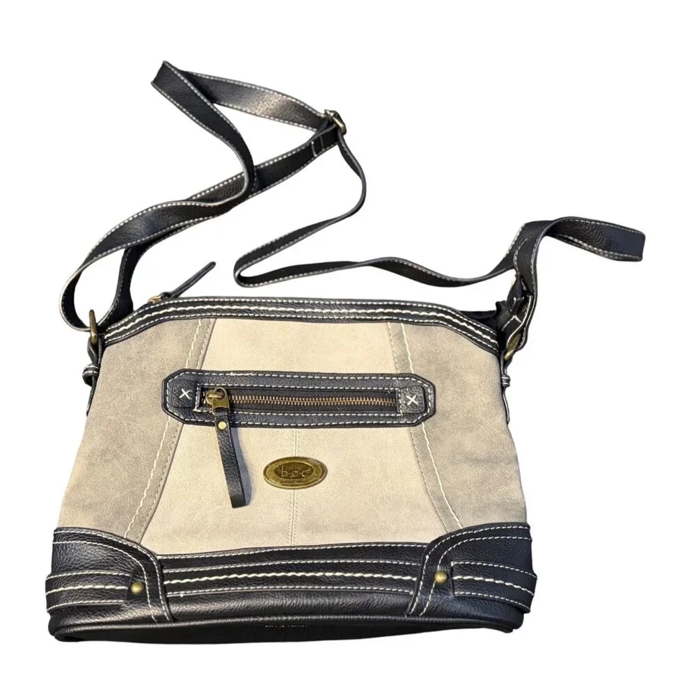 Dove BOC Cronton Crossbody Bag Gray Black Faux Leather Medium Purse Adjustable